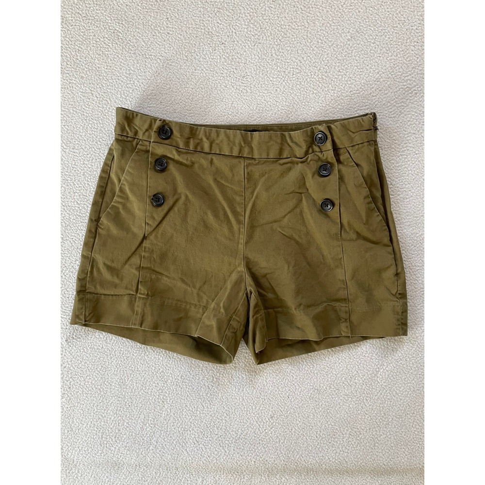 Banana Republic Women 6 Shorts Olive Green Sailor Button Side Zip Stretch Coast
